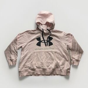 Under Armour Rival Fleece Hoodie Women's 1X Pink Logo Pullover Sweatshirt Casual
